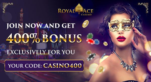 Enable images to see the code - 400 %  bonus at Royal Ace
